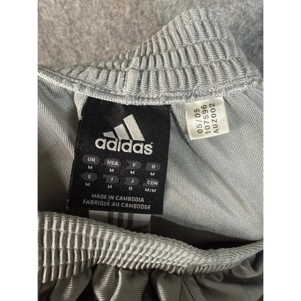 Vintage Adidas Break Away Pants Mens Medium Shiny Silver Blue Baggy Y2K